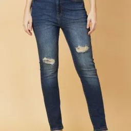 Being Human Dark Blue Distressed Mid Rise Jeans-picture-29
