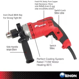 ENON Professional Impact Drill Machine Tool Kit Corded Electric 710 W 13 mm Chuck Size, XE-1301 (86 Pcs Kit Set) image 2