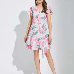 Latin Quarters Grey Regular Fit Printed Dress-picture-49