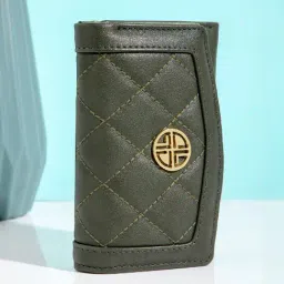 Carlton London Olive Quilted Tri-Fold Wallet for Women-image-72