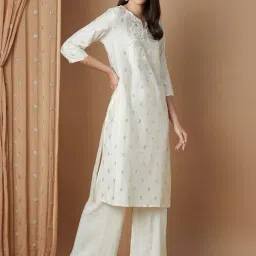 Melange by Lifestyle White Printed Straight Kurta-picture-13