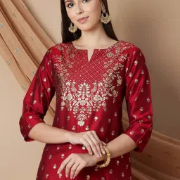 Melange by Lifestyle Red Printed Straight Kurta image 5