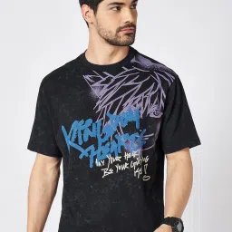 People by Pantaloons Black Cotton Boxy fit T-Shirts image 5