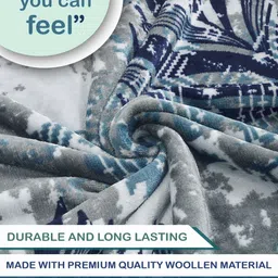 FABINALIV Navy Blue & White Printed Wool 300 TC King Bedsheet 2.50 m X 2.25 m image 2