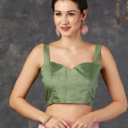 Satrani Pink Floral Print Saree With Unstitched Blouse image 5