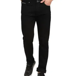 Cantabil Black Regular Fit Lightly Washed Jeans-picture-24