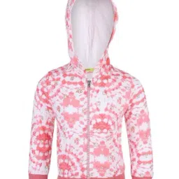 Jockey Kids Pink & White Cotton Printed Hoodie-image-20