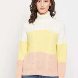 MADAME Multicolored Cotton Color-Block Sweater-image-99