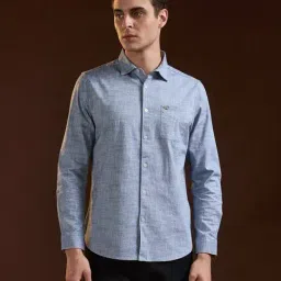 The Bear House Blue Slim Fit Solid Shirt-image-20