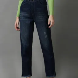 showoffff SHOWOFF Navy Cotton Solid Mid Rise Jeans-picture-45