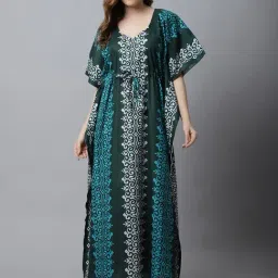 Secret Wish Green Printed Kaftan Nighty-picture-23