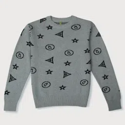 Gini & Jony Kids Grey Cotton Printed Full Sleeves Sweater-picture-33