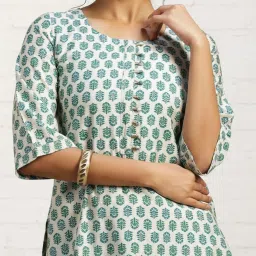 Libas Beige Printed Kurta Pant Set With Dupatta image 5