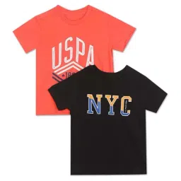 U.S. Polo Assn. Kids Pink & Black Cotton Printed T-Shirt (Pack of 2)-picture-22