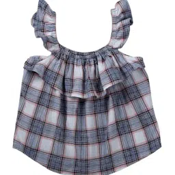 Gini & Jony Kids Grey & White Cotton Chequered Top-picture-13