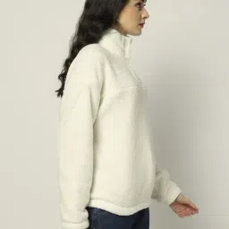 GAP White Polyester Solid Long Sleeves Sweatshirt image 3