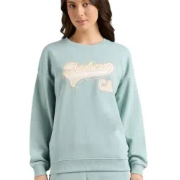 Skechers Blue Cotton Regular Fit Embroidered Sweatshirt-image-6