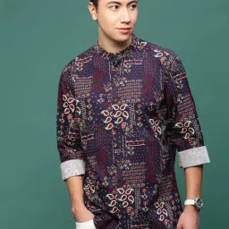 showoffff Showoff Navy Blue Cotton Slim Fit Printed Shirt-picture-34