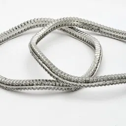 NVR Silver Plated American Diamond Studded Bangles Set of 2 image 5