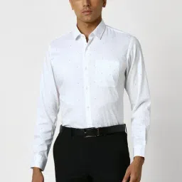 Peter England White Slim Fit Printed Shirt-picture-25