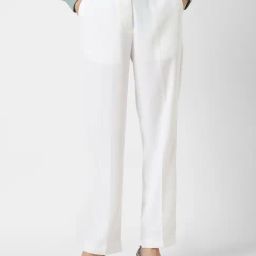 Van Heusen White Polyester Solid Formal Trousers-picture-35