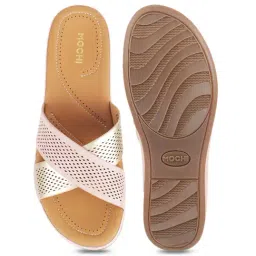 Mochi Women's Peach Cross Strap Wedges image 2