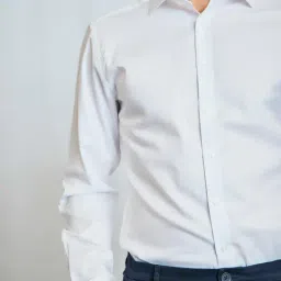 Bruun & Stengade White Cotton Slim Fit Solid Shirt image 4