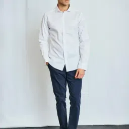 Bruun & Stengade White Cotton Slim Fit Solid Shirt image 3