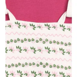 MINIKLUB Girls White & Pink Printed T-Shirt with Dungaree image 5