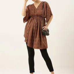 showoffff SHOWOFF Orange Animal Print High-low Dress image 5