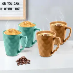 Urban Chef Brown & Blue Ceramic Microwave Safe Coffee Mug (0.225 L) - Set of 4-image-26