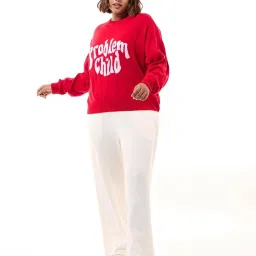 Bewakoof Red Graphic Sweater image 5