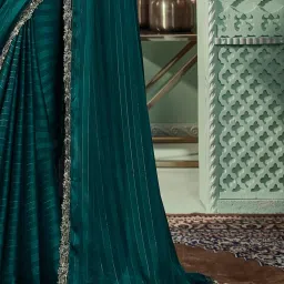 Saree Mall Blue Embellished Sarees With Unstitched Blouse image 5