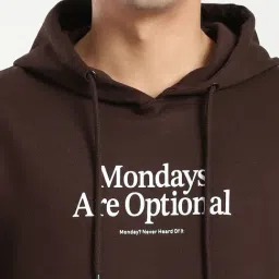 R&B Brown Cotton Regular Fit Printed Hoodie image 3