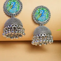 VIRAASI Peacock Shaped Jhumkas Earrings-picture-27