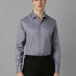 Louis Philippe Grey Cotton Regular Fit Self Pattern Shirt-picture-40