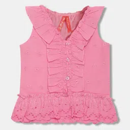 Blue Giraffe Kids Pink Cotton Top-image-71