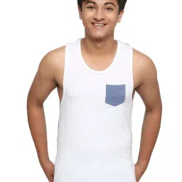 Frenchie Kids White & Dark Blue Solid Vest-picture-47