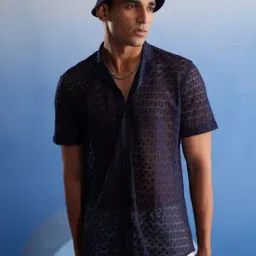 Vastramay Blue Regular Fit Self Pattern Shirt-picture-40