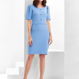 SELVIA Blue Regular Fit Bodycon Dress-image-0
