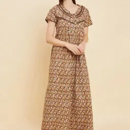 Sweet Dreams Brown Cotton Printed Night Gown-picture-46