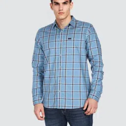 Wrangler Blue Regular Fit Checks Shirt-picture-26