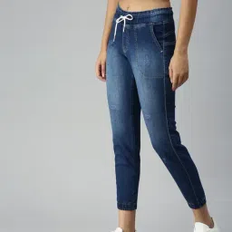 SHOWOFFFF Jogger High-Rise Blue Low Distress Jeans image 3