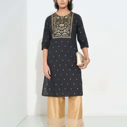 Rangmanch By Pantaloons Jet Black Regular Fit Printed Kurta image 4