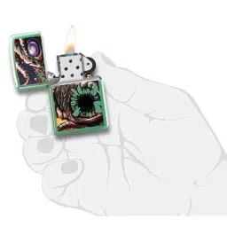 Zippo Green Brass Apocalypse Monster Design Windproof Pocket Lighter image 5
