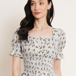 Moda Rapido Women Floral Printed Square Neck Crepe Crop Top-picture-35