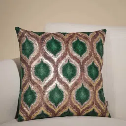 Pure Home and Living Green & Brown Cotton Printed Cushion Cover-picture-25