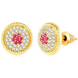 Peora Gold Plated Pink Cubic Zirconia Studded Stud Earrings-picture-13