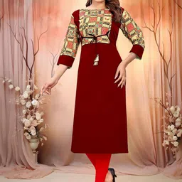 KHANJAN FASHION Geometric Print Straight Kurta With Tie-Ups-image-51