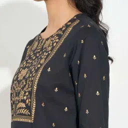 Rangmanch By Pantaloons Jet Black Regular Fit Printed Kurta image 5